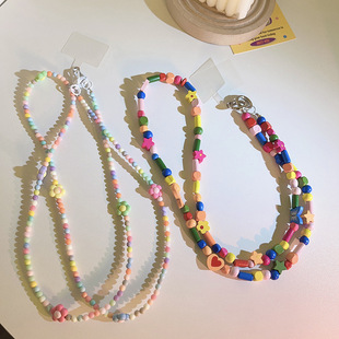 Fresh color irregular mobile phone chain halter crossbody universal mobile phone case mobile phone lanyard earphone case chain