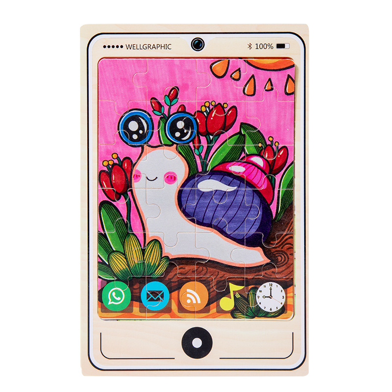 Madera 22 modelos de teléfonos móviles rompecabezas dibujos animados para niños rompecabezas plano de madera educación temprana para bebés juguetes intelectuales útiles