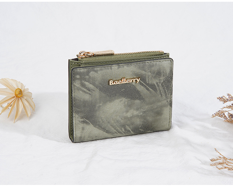 Geldbörse: Neue, kurze Geldbörse für Damen im Tintenmalerei-Stil, Münzfach für mehrere Karten, durchgehendes Geldscheinfach und Seitentaschen mit Reißverschluss für Münzen und Ringe._voghion.com