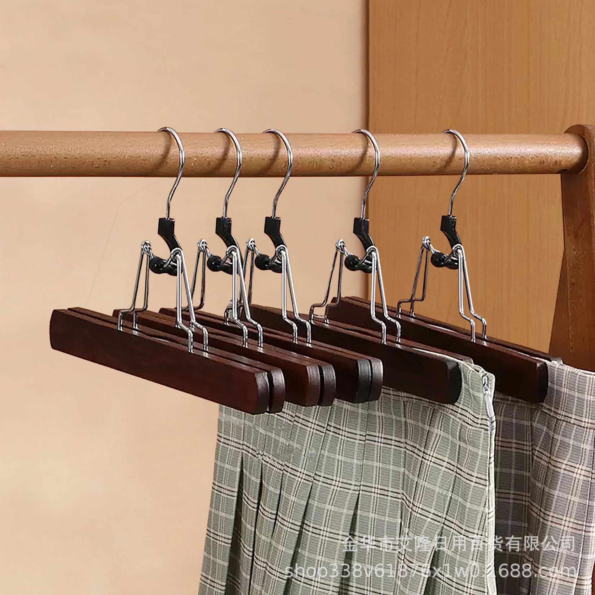 Percha de falda de madera maciza, clip de falda de madera, Hanfu, almacenamiento doméstico sin costuras, clip para pantalones de falda colgante jk de una palabra