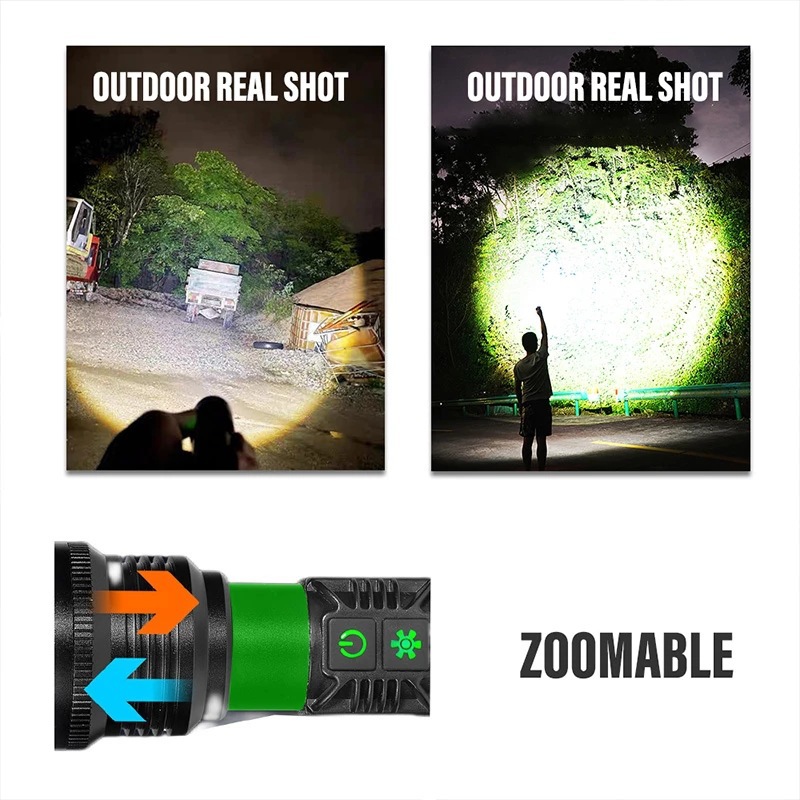 Transfronterizos nueva linterna de luz al aire libre USB recargable al aire libre impermeable de alta potencia cañón láser blanco