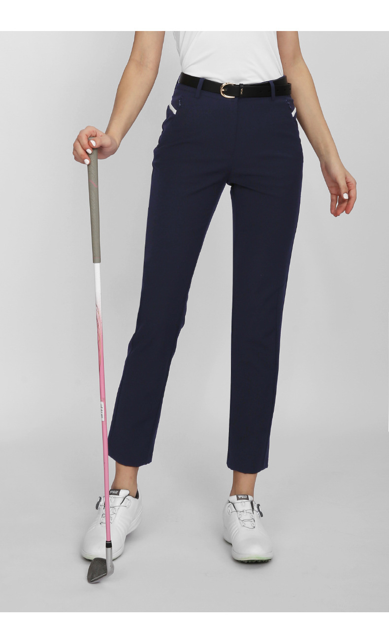 Quần golf nữ PGM dài ống đứng vải đục lỗ laser co giãn — KUZ150-Đen, KUZ150-màu xanh nước biển, KUZ150-màu trắng, YF560-màu trắng chi tiết 10