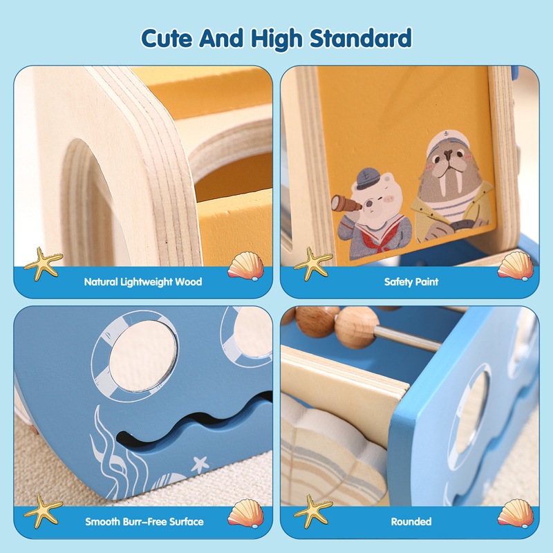 Montessori Baby Puzzle Educación temprana Juguete cinco en uno multifuncional Elementos del océano