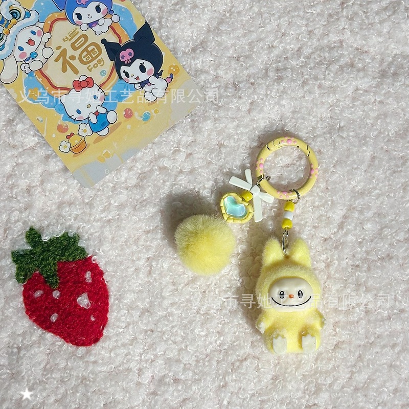 植毛ラブブ人形3歳キーホルダーペンダントクロスボーダーかわいい人形DIYアクセサリー携帯電話アクセサリーペンダント|undefined