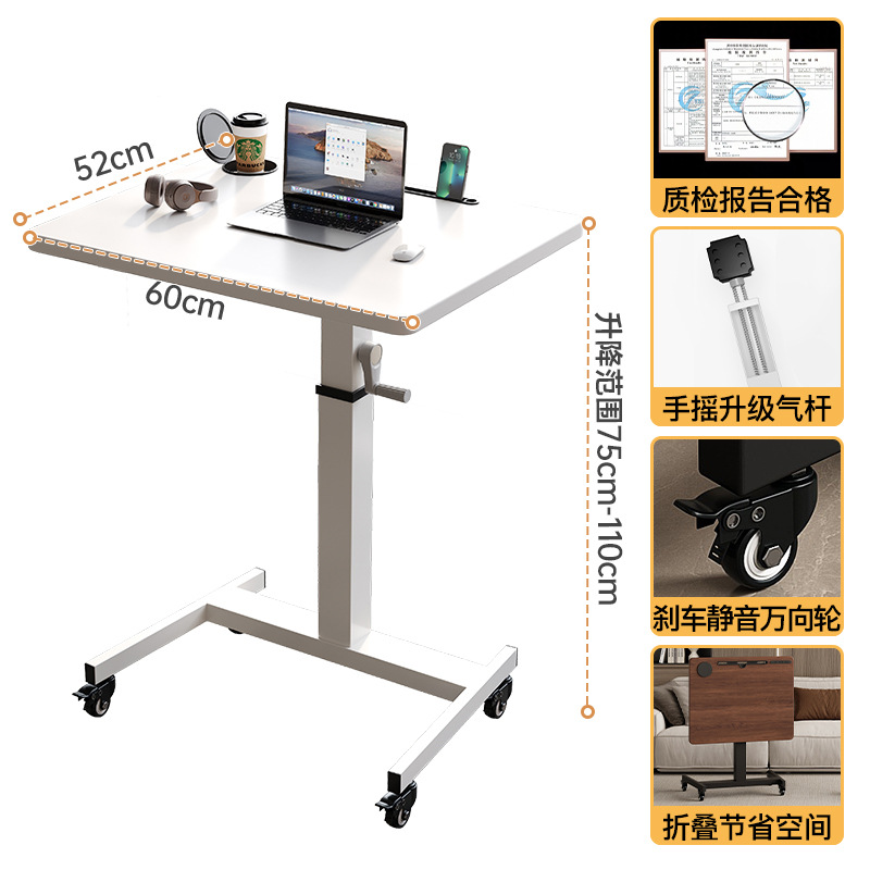 Mesa de cama elevable móvil escritorio de computadora escritorio de estudio doméstico escritorio plegable pequeño escritorio de trabajo de pie