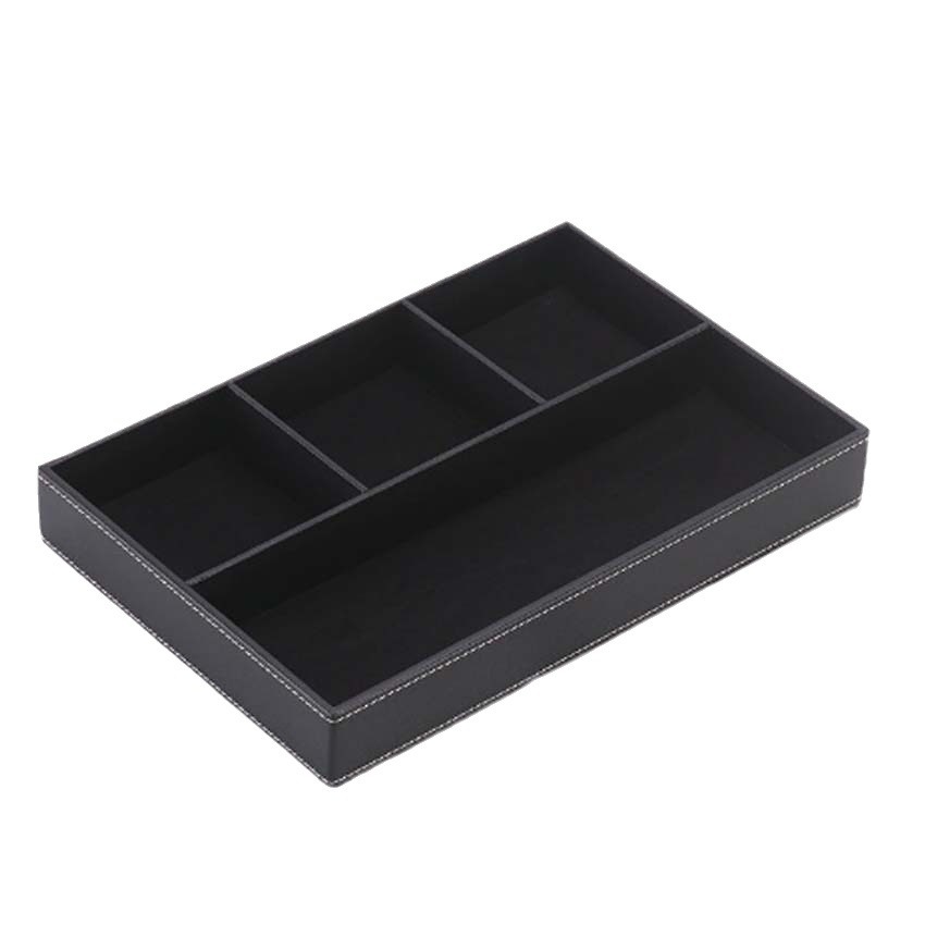 패션 4 패널 다기능 저장 상자 침실 보석 보관 입구 키 휴대 전화 진자 가죽
