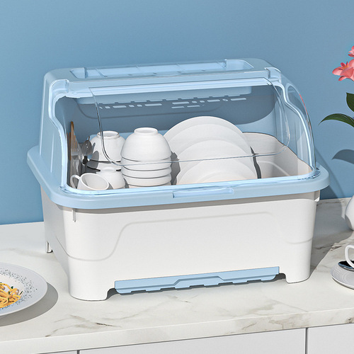 XL kitchen cupboard household tableware storage box with lid drain rack dishes and tableware drain cupboard