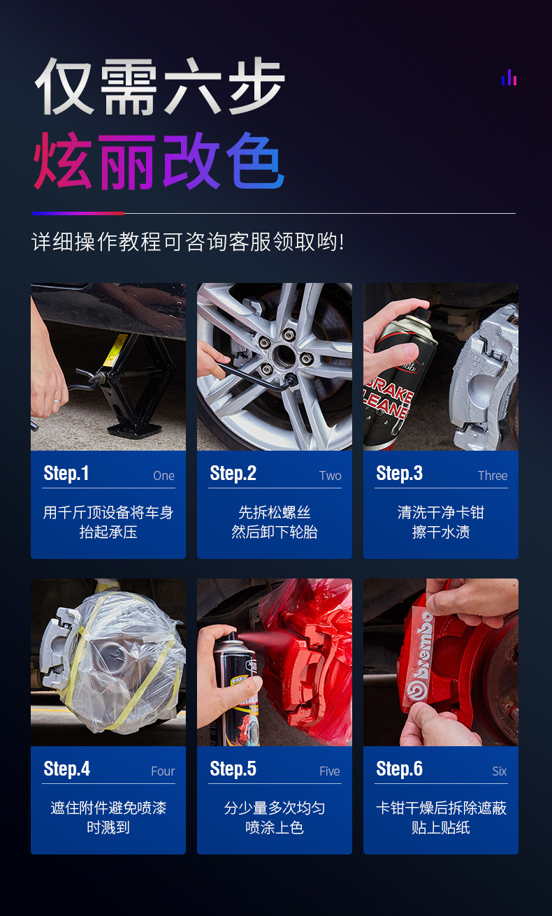 Car brake caliper painting color change paint high temperature resistant paint self-painting modification red motorcycle exhaust pipe painting