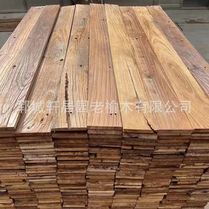 Old Elm Wood Solid Wood Boards, Raw Wood Materials Wholesale, Weathered Old Door Panels, Large Beams, Shandong Elm Wood Board Manufacturer