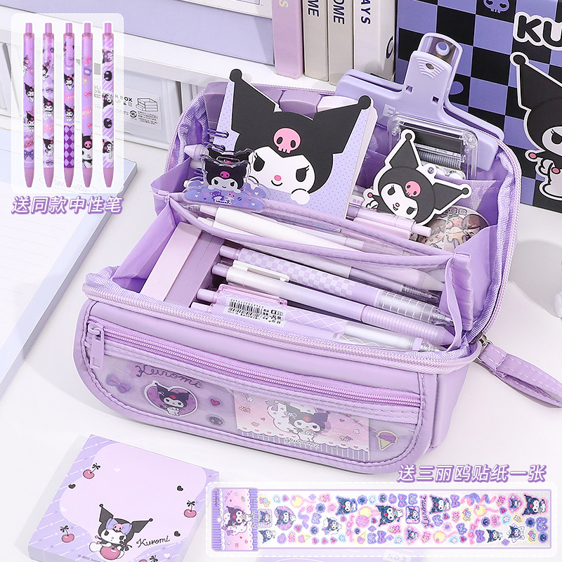 Estuche de lápices Coolomi para niñas, diseño de dibujos animados, gran capacidad de 9 capas, caja de papelería escolar