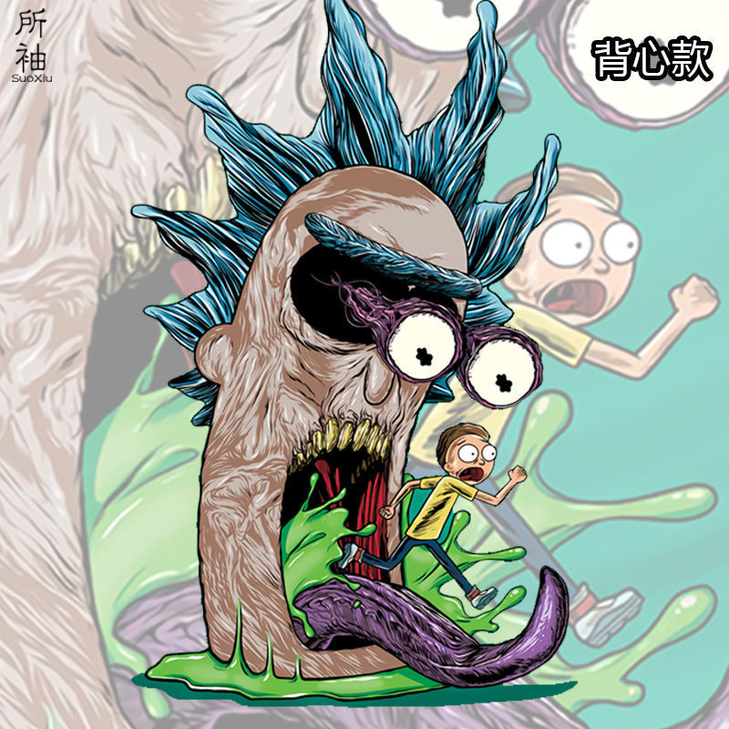 Rick and Morty Joint Sleeveless T-shirt Men's Pure Cotton Loose Anime American Vest Couple Street Style Bottoming Shirt