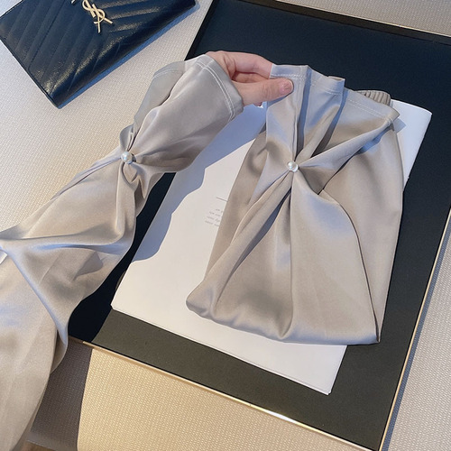 High-end satin pearl button sun protection sleeves for female intellectual office workers, office sleeves, driving sun protection arm protection