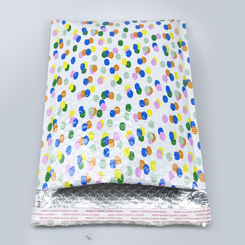 彩色印花镀铝膜气泡袋礼品包装批发服装大号快递袋铝箔自粘袋子