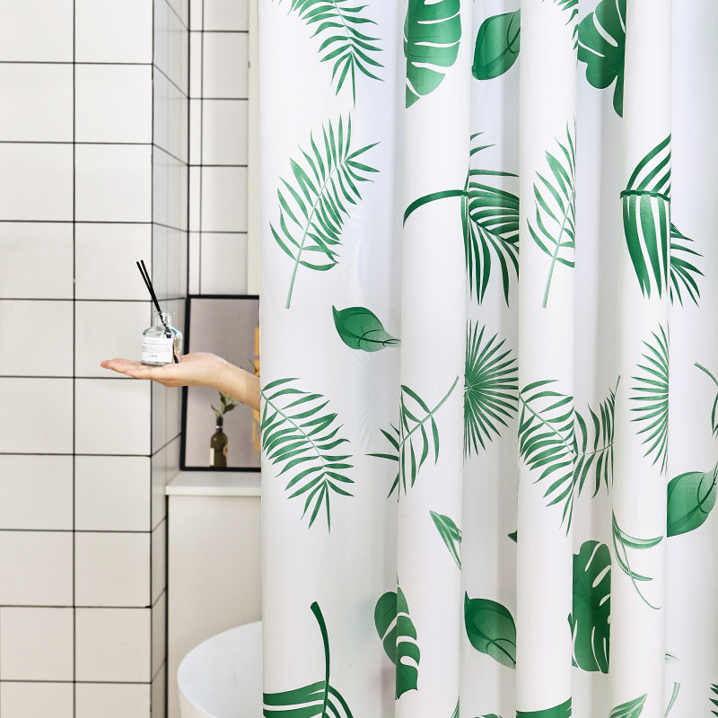 New Thickened Simple Modern Waterproof and Mildew-Proof Shower Curtain for Bathroom, Plastic Shower Curtain, No-Drill Shower Curtain