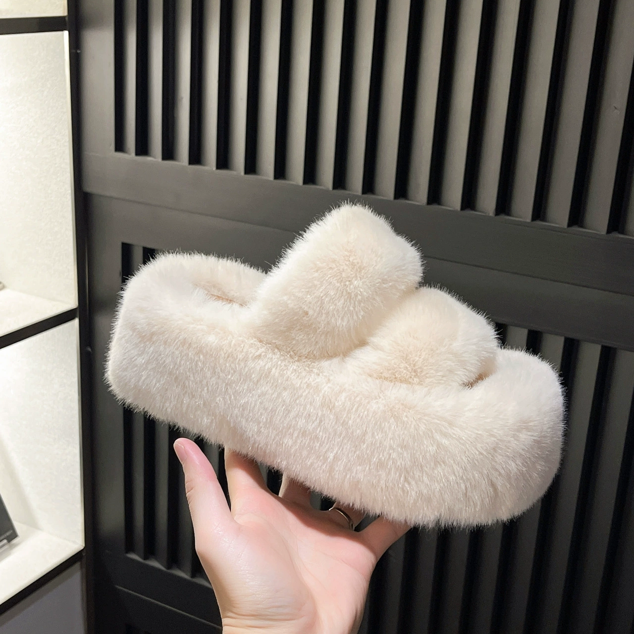 Slippers platform, demi-season keep warm footwear, 2023 collection
