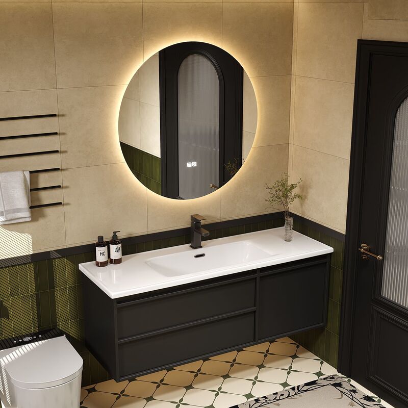 Bathroom French-Style Black Ceramic Integrated Basin Bathroom Cabinet Washbasin Toilet Washbasin Cabinet Washstand Vanity