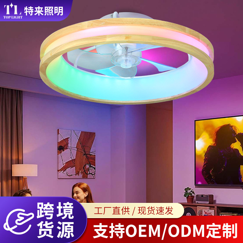 Lámpara Ventilador de Techo Invisible de Acrílico con Luz RGB y Regulable para Dormitorio y Sala de Estar