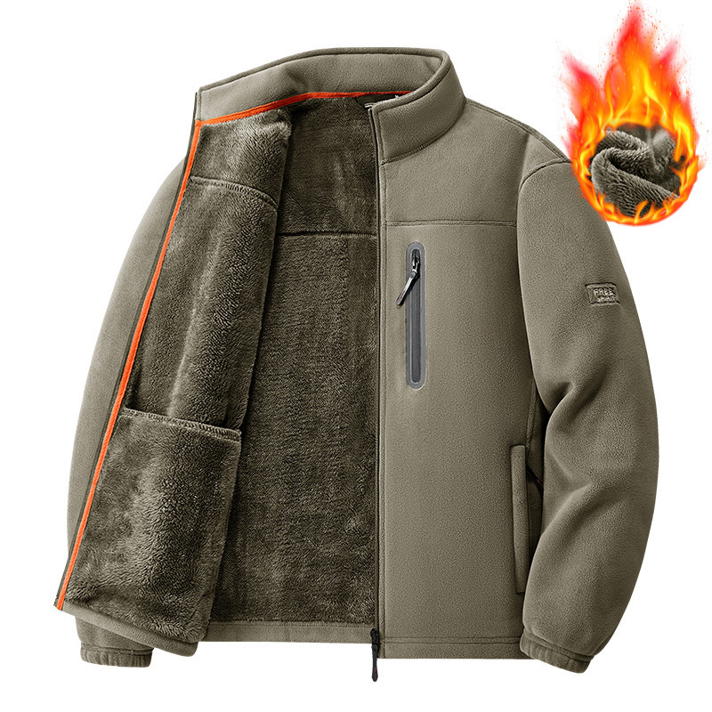 Source Manufacturer's New Autumn and Winter Men's Outdoor Fleece Jacket Plus Velvet Thickened Autumn and Winter Polar Fleece Jacket