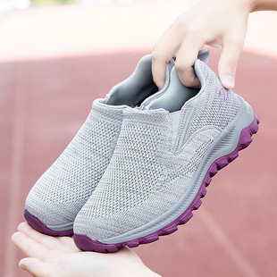 Cross-Border spring and autumn casual walking shoes women's shoes men's and Women's Flying woven mesh breathable casual sneaker mom shoes wholesale