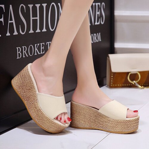 Summer Women's Shoes, Thick Platform Sandals, Women's Open-Toe Slides, Slides, One-Word Casual Sandals
