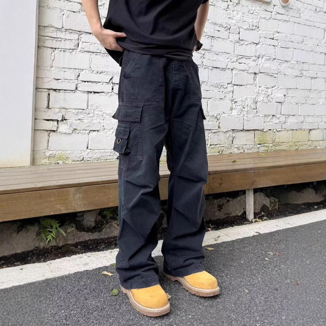 American Retro Multi-Pocket Cargo Pants Unisex Loose Straight-Leg National Trend Niche Street Casual Long Pants Men