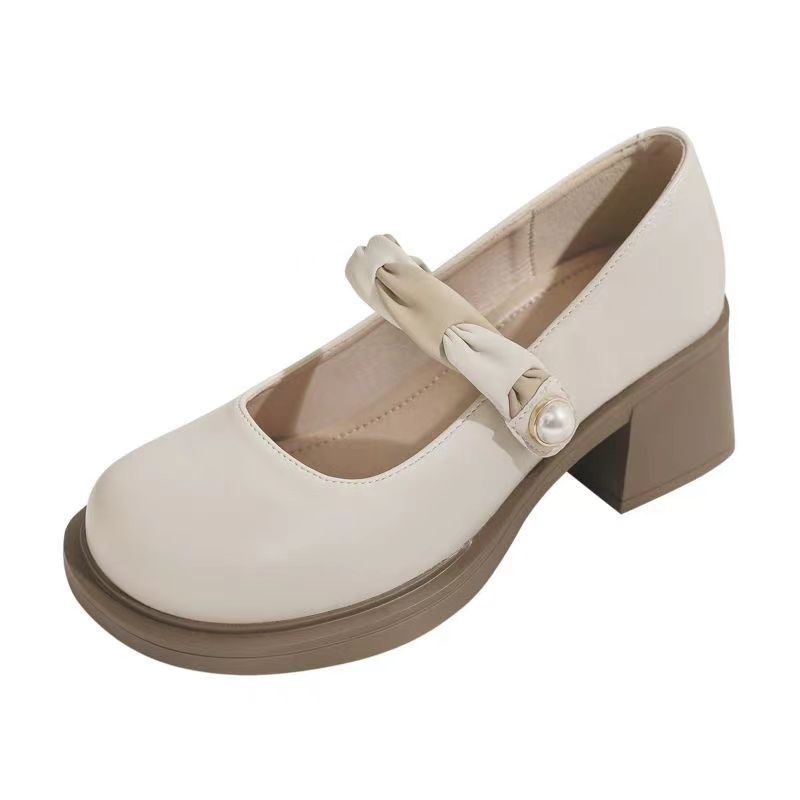 Fairy Mary Zhen Zapatos primavera y otoño 2026 nuevos zapatos de tacones altos en línea, zapatos de cuero poco profundos, zapatos de tacón grueso