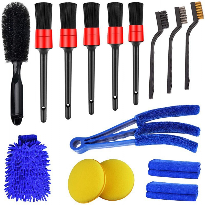 Amazon Hot Sale Car Wash Tool Brush 14 Details Brush Gap Brush Electric Drill Brush Air Outlet Brush Car Wash Combination suit