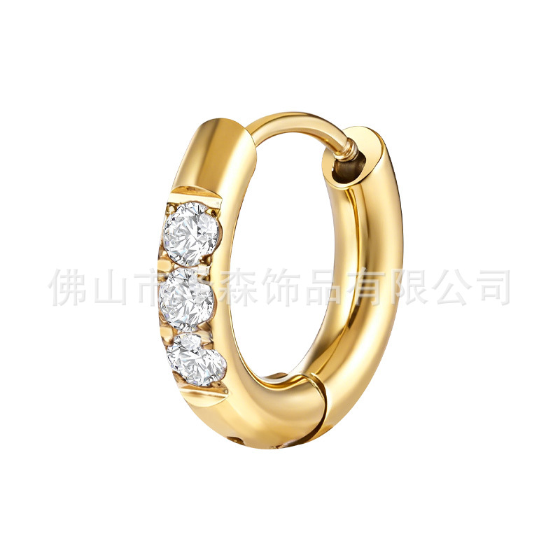 Aretes Zesen de Alta Calidad, Serie 2.0mm, Hechos a Mano, Populares en el Extranjero, de Acero Inoxidable, Finamente Tallados, con Incrustaciones de Diamantes, Cierres de Aretes, Aros