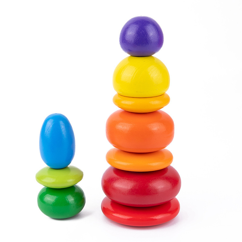 INS bloques de construcción de adoquines de piedra laminada Arco Iris educación temprana de los niños Cognición de color Jenga juguete pequeño libro rojo TikTok