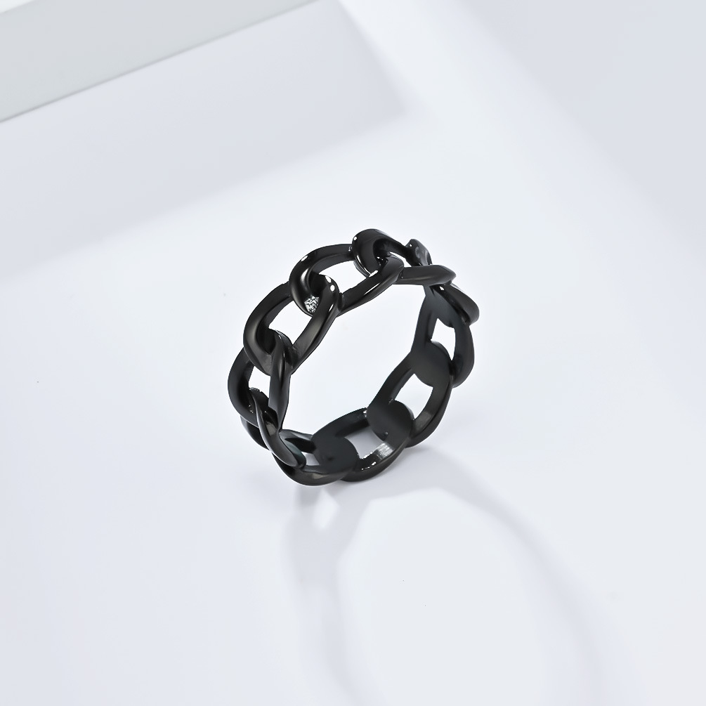 Minimalistischer Cuban Chain Ring Edelstahl Ring Für Paare_voghion.com