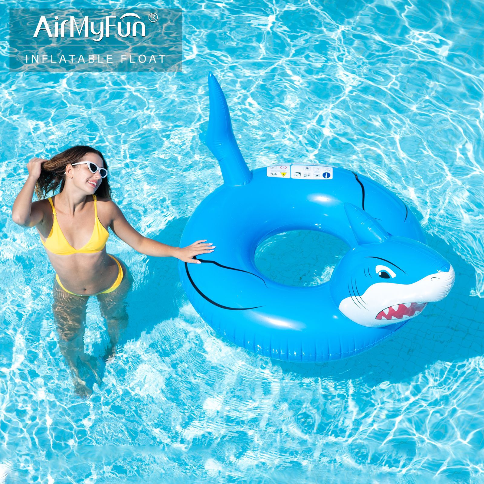 AMF | Flotador de Natación Estilo Influencer, Flotador Grande para Adultos, Flotador Inflable de PVC, Flotador de Tiburón, Venta al por Mayor