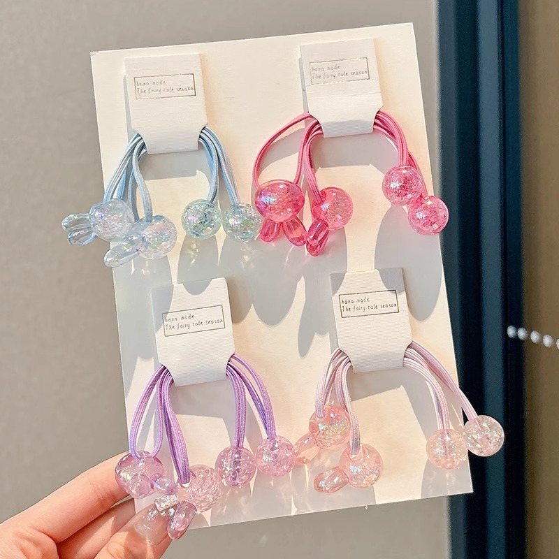 Niños cuerdas de cabello de cola de caballo alta anillo de cabello femenino de alto nivel doble cuerdas de cabello adorable adornamiento de cabello de bebé color conejo banda de goma