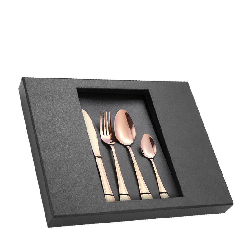 Juego de vajilla de acero inoxidable Amazon TikTok 20/24 piezas 1010 caja de regalo de cuatro piezas principales traje de cuchillo, tenedor y cuchara de comida occidental
