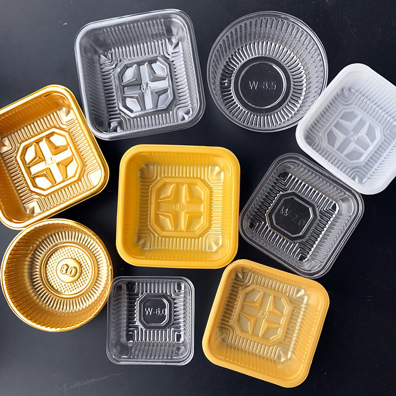 50-150g Mid-Autumn Moon Cake Tray Food Base Plastic Baking Egg Yolk Crisp Inner 100 Pack