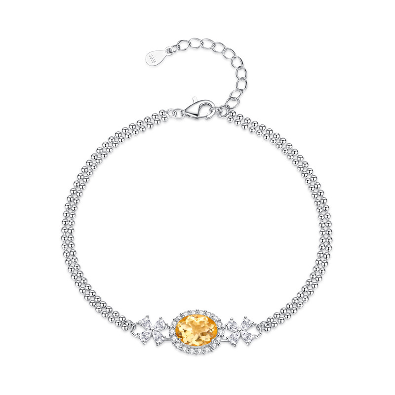 Alta calidad sin decoloración S925 plata esterlina topacio natural amatista amarilla tesoro color pulsera pulsera joyería al por mayor