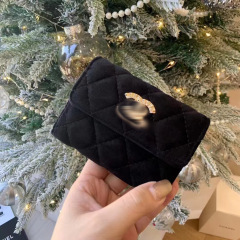 香りの新しいクリスマスビックギフトラインストーンベルベット菱形小銭入れファッションフリップカードホルダーカードホルダーギフトボックス付き