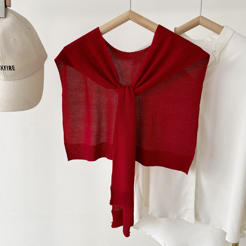 Sólido hielo seda de punto chal mujer primavera y otoño al aire acondicionado Oficina cuello cervical