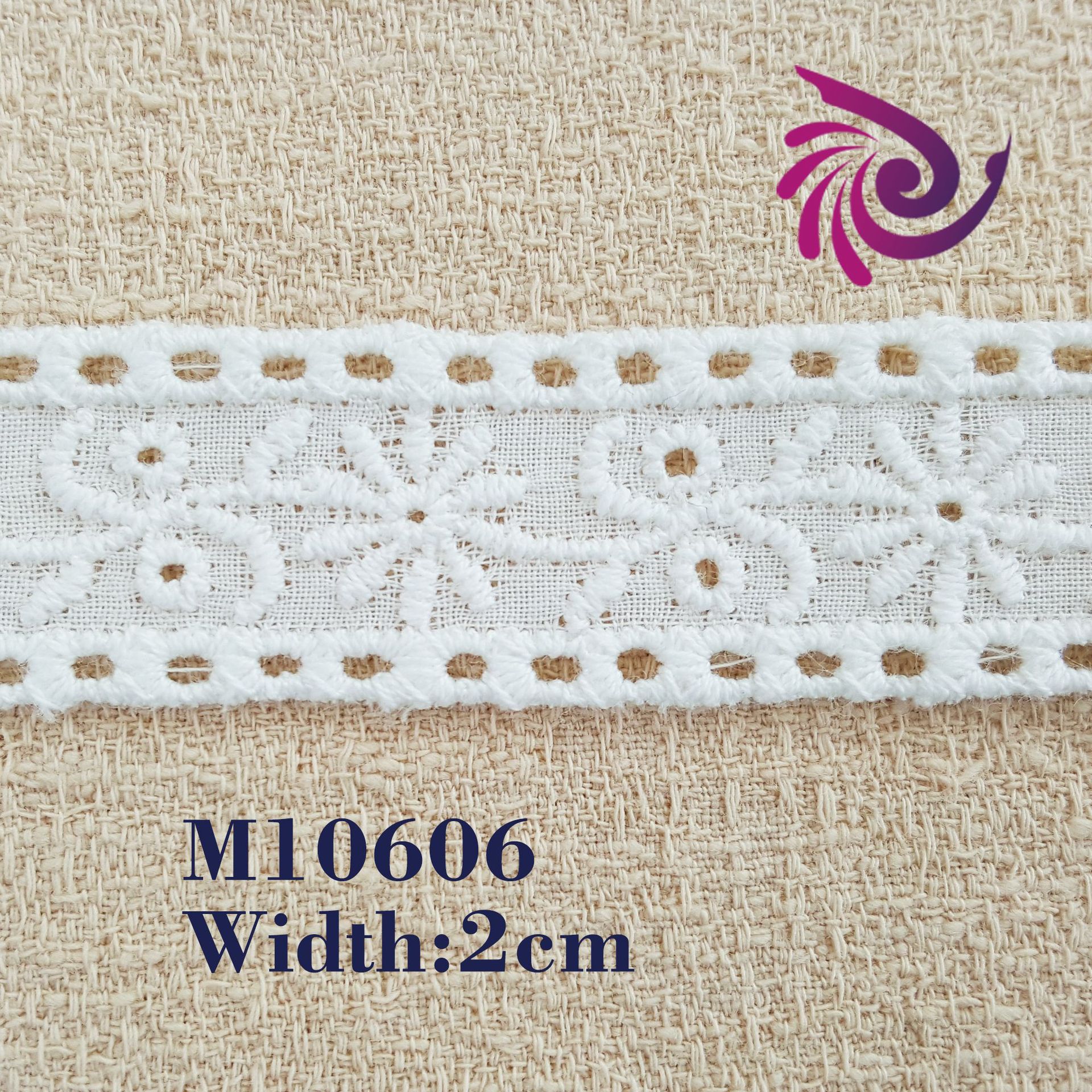 2cm棉线刺绣花边 绣花镂空双边棉布辅料 全棉女装童装连衣裙配饰