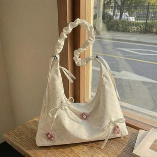 Fresh shoulder bag with bow, one-shoulder bag
