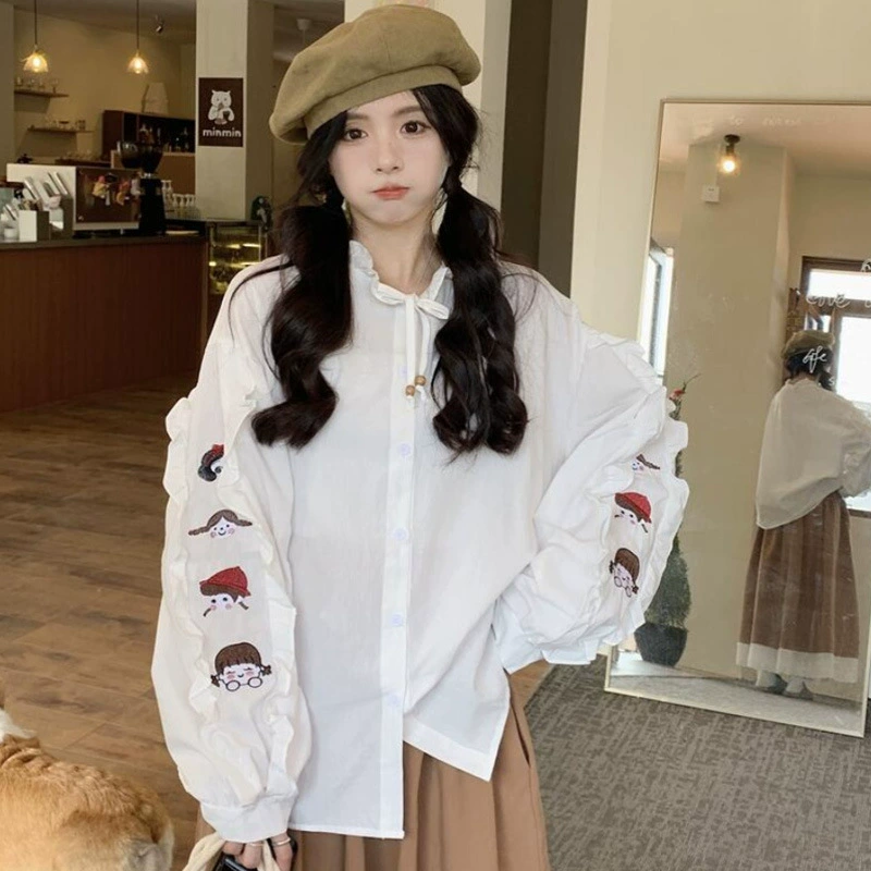 Весенний и осенний французский тяжелый стиль кукольные рубашки с вышитыми головами