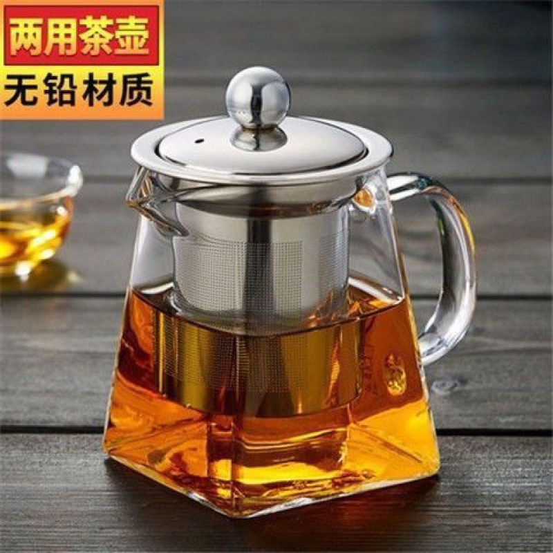 家用耐热玻璃茶壶不锈钢过滤花茶煮泡茶壶耐高温加厚红茶茶具套山