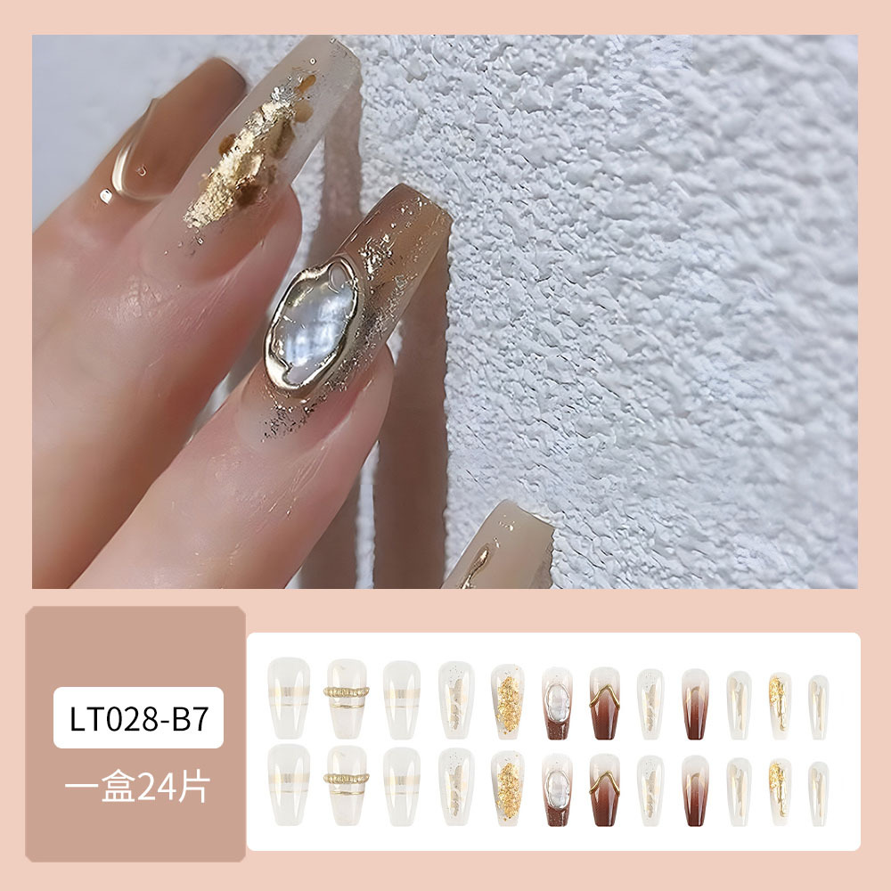 Nuevo parche de uñas falso parche de uñas desmontable mariposa perla diamante incrustado largo desgaste parche de uñas al por mayor ins