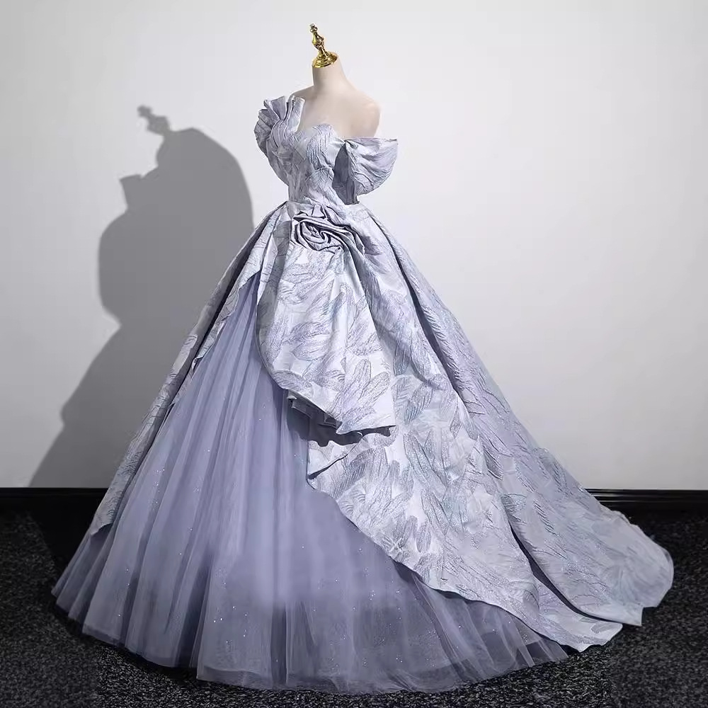 Vestido de noche azul, vestido, lujo ligero de alta gama, fiesta de cumpleaños, regalo de satén de alta gama, prueba de arte vocal de talla grande