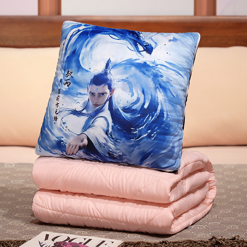 Nezha almohada de abrazo de doble propósito, almohada de siesta plegable de oficina gruesa, almohada de cojín de coche 2 en 1 regalo