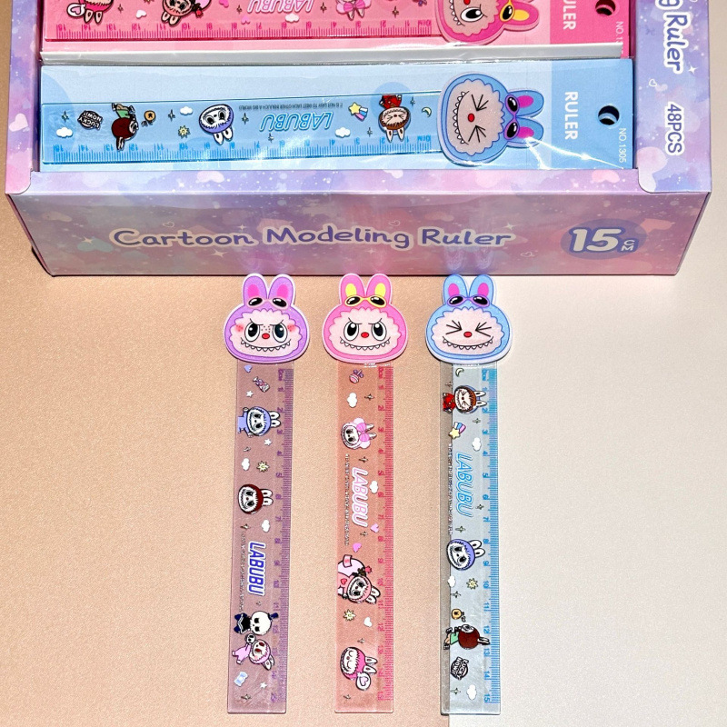 Nuevo 15 cm de regla recta lindo dibujo animado no niños estudiantes regla de plástico transparente regalos del 1 de junio