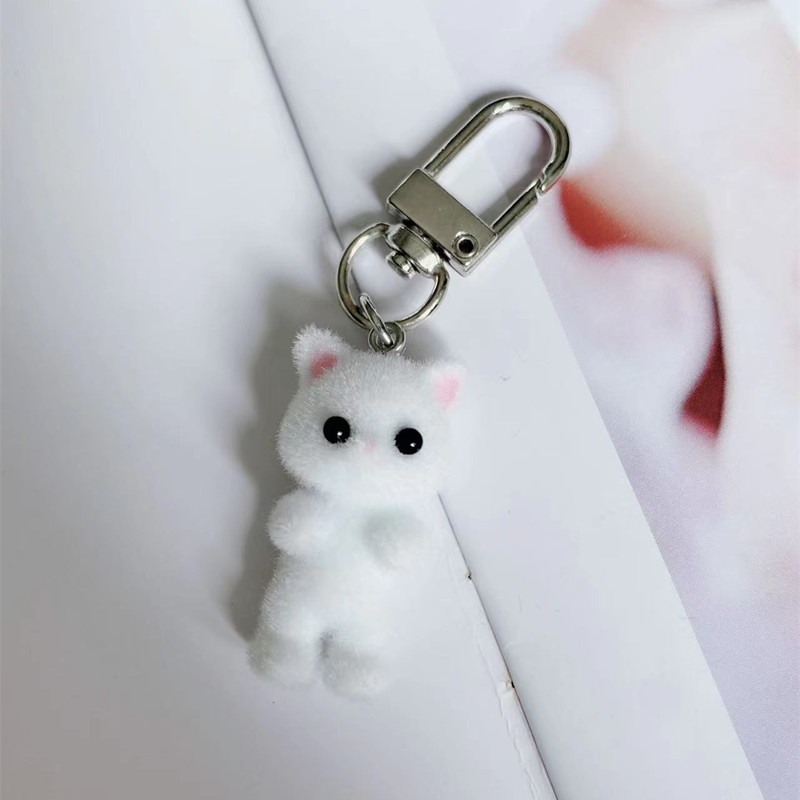 7g Weight Keychain Classification Daily Occasion Resin, Flocking Material Cat Pattern Women's Gender Cartoon Style, Cute Style Cartoon Style Cute Cat Resin Flocking Women's Keychain 2