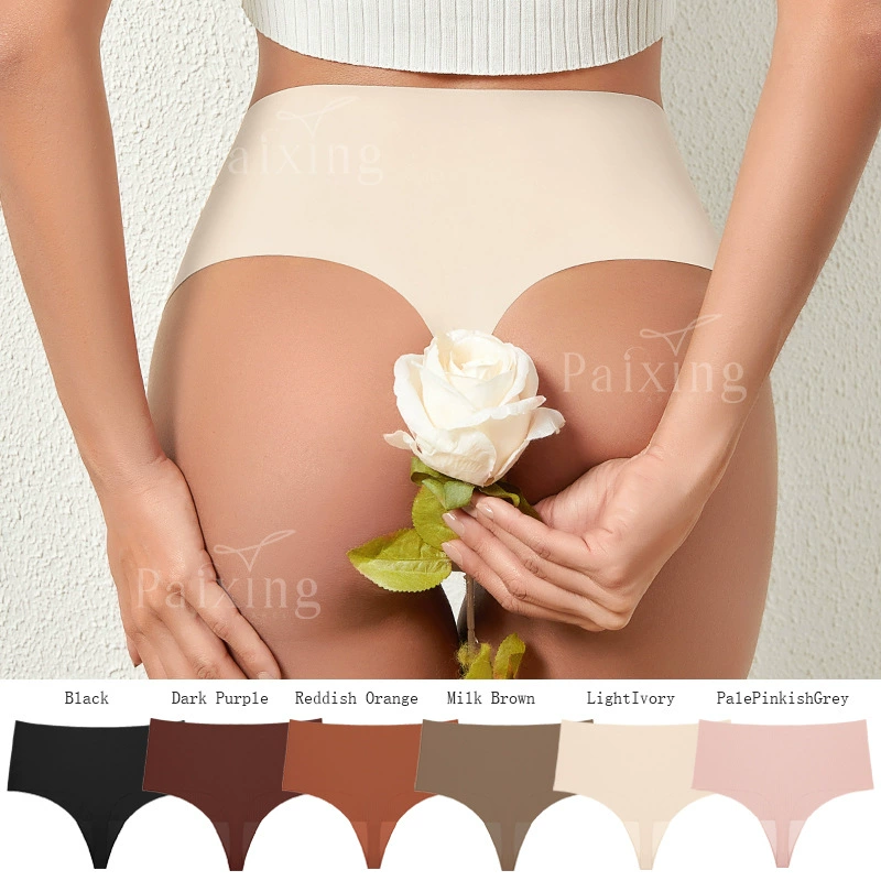 Европейское и американское женское нижнее белье больших размеров, сексуальное бесшовное белье-стринги из ледяного шелка, спортивное, для йоги, с высокой талией.