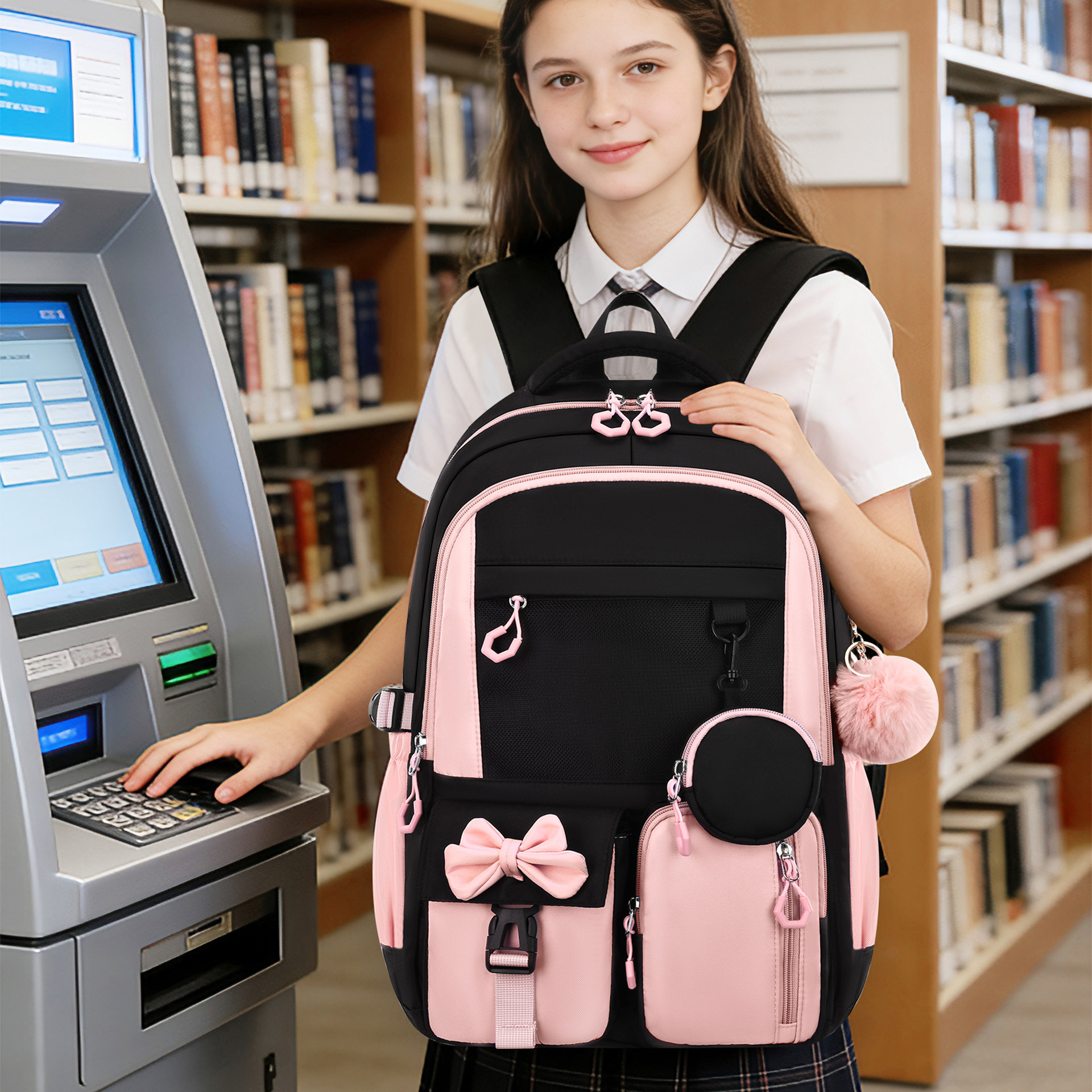 Grenzüberschreitender Amazon 2026 Schulrucksack für Grundschüler, hochwertiger Rucksack mit Schultergurten, minimalistisch, 3-teiliges Set aus der Fabrik