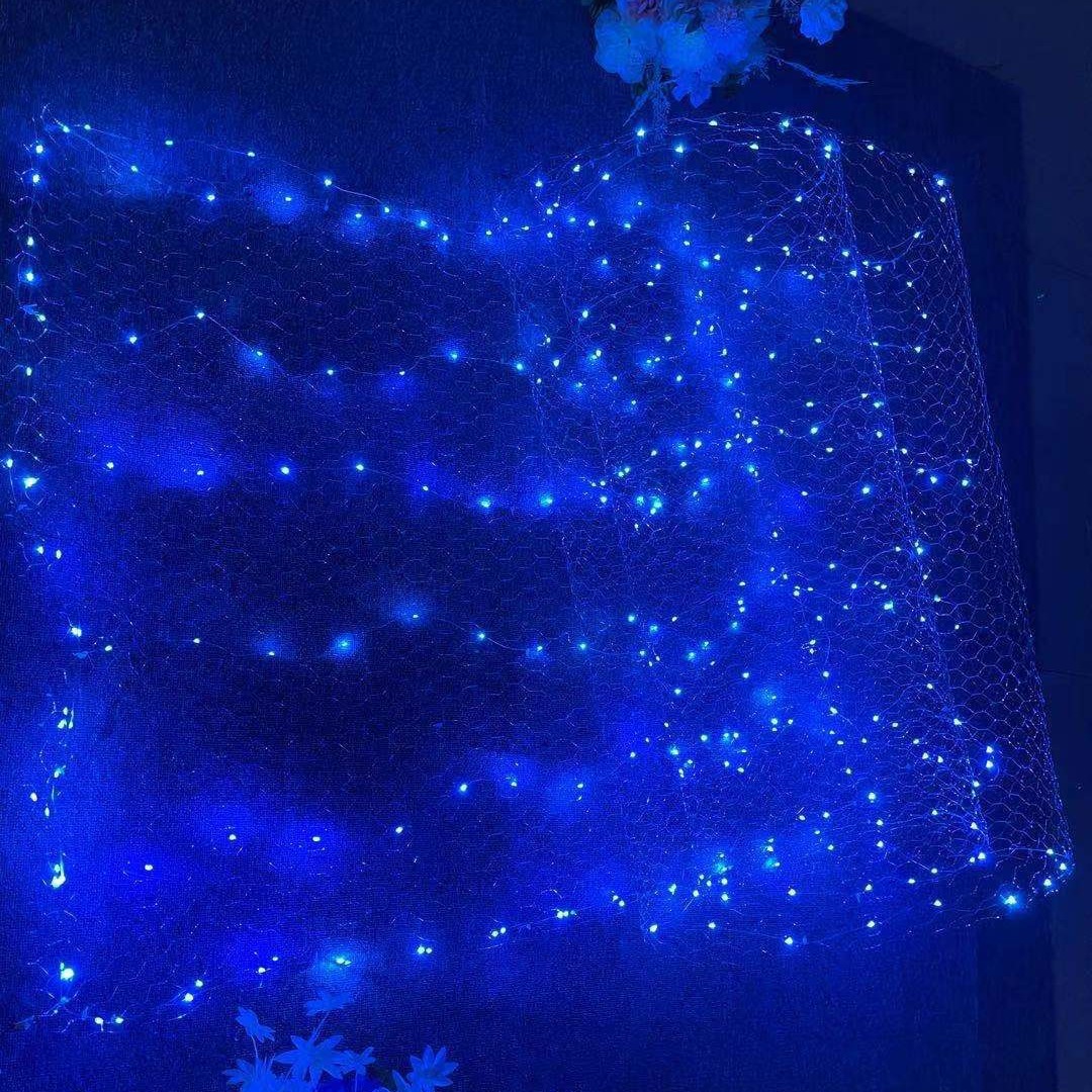 婚庆道具星空造型网发光网灯婚礼堂星空顶布置装饰铜丝星星灯网灯