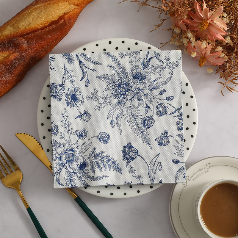 Printed Napkins Cross-Border Holiday Party Plant Tableware Decorative Square Napkins Floral Disposable Napkins Wholesale